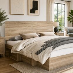 Elegant Engineered Wood Brown Headboard for Bedrooms