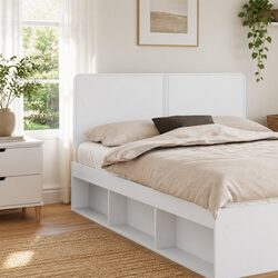 Engineered Wood Headboard with Finished Back in White