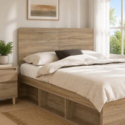 Engineered Wood Brown Headboard, Rectangular Design