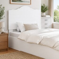 Engineered Wood White Headboard for Wall Mounting
