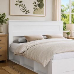 Engineered Wood Headboard in White for Contemporary Spaces