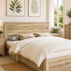 Brown Engineered Wood Headboard with Contemporary Design