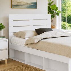 Rectangular White Engineered Wood Headboard for Beds