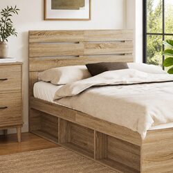 Engineered Wood Rectangular Headboard in Brown