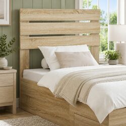Engineered Wood Rectangular Headboard in Brown