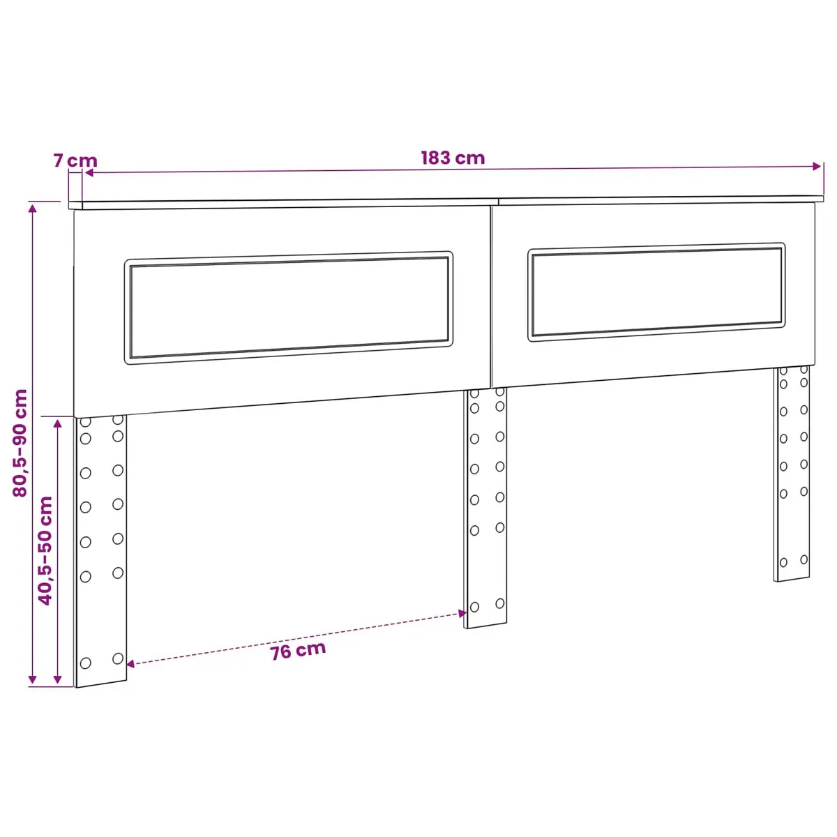 Engineered Wood Headboard Modern Style Rectangular Shape White