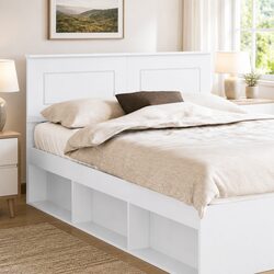 White Laminated Engineered Wood Rectangular Headboard