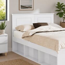 Contemporary White Engineered Wood Headboard for Beds