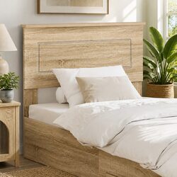 Modern Minimalist Brown Headboard in Engineered Wood
