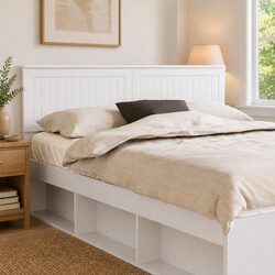 Rectangular White Engineered Wood Headboard for Bedrooms