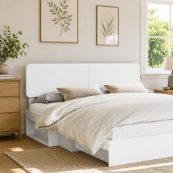 White Engineered Wood Headboard with Minimalist Design
