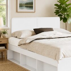 White Engineered Wood Headboard with Minimalist Design