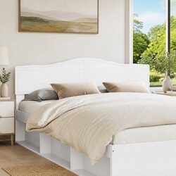 Rectangular White Engineered Wood Headboard