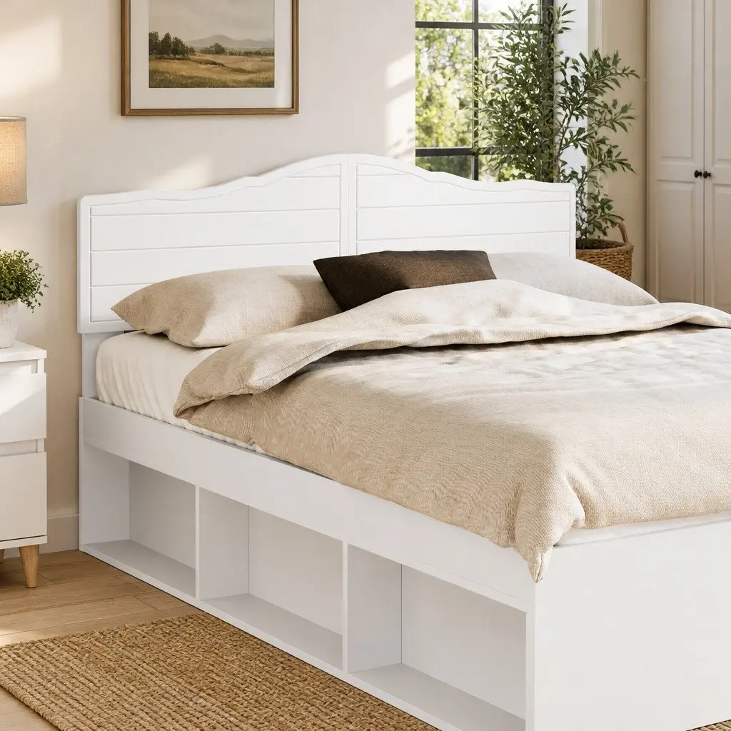 Engineered Wood Headboard Minimalist Modern Rectangular White