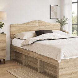 Rectangular Brown Engineered Wood Headboard for Bedrooms