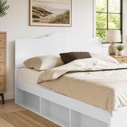 Rectangular White Engineered Wood Headboard for Modern Spaces