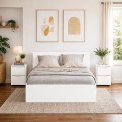 Engineered Wood Bedside Table in White Finish