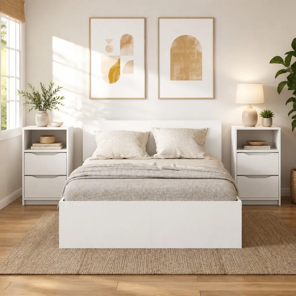 Bedside Table Storage White 40 x 30 x 46 cm 2 pcs Engineered Wood