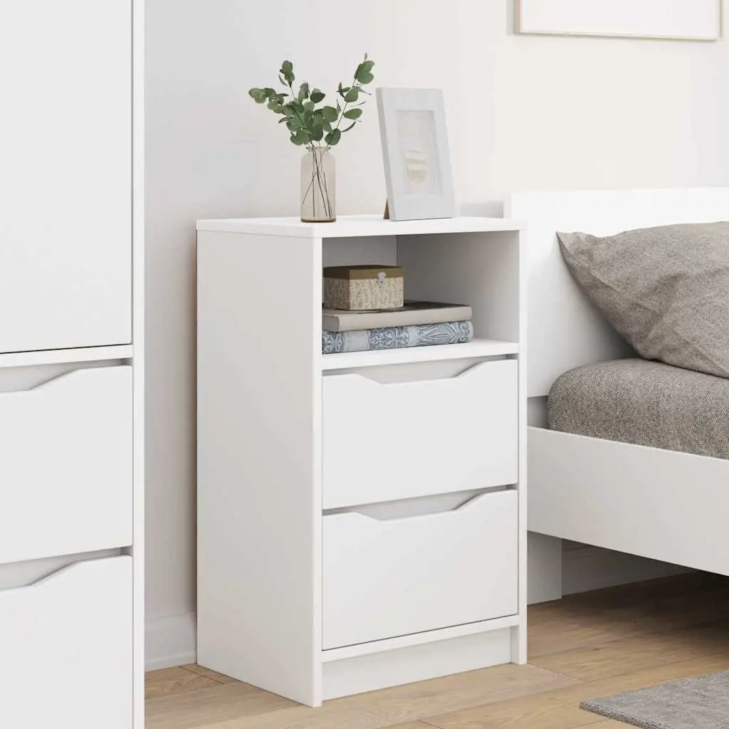Bedside Table Storage White 40 x 30 x 46 cm 2 pcs Engineered Wood