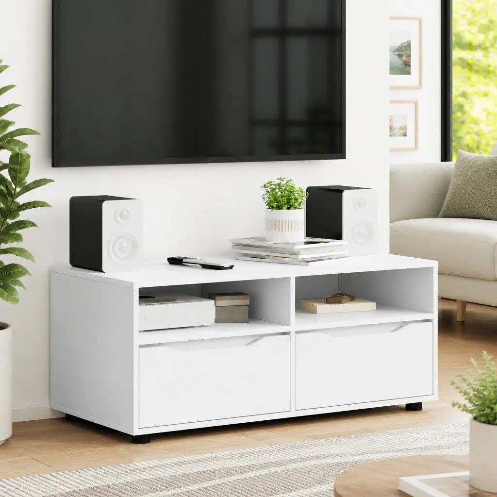 TV Cabinet Modern Storage Unit White 100 x 48 x 43 cm