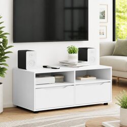 White Engineered Wood TV Cabinet with Drawer
