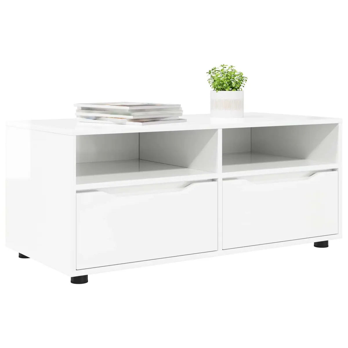 TV Cabinet Modern High Gloss White Engineered Wood 100 cm