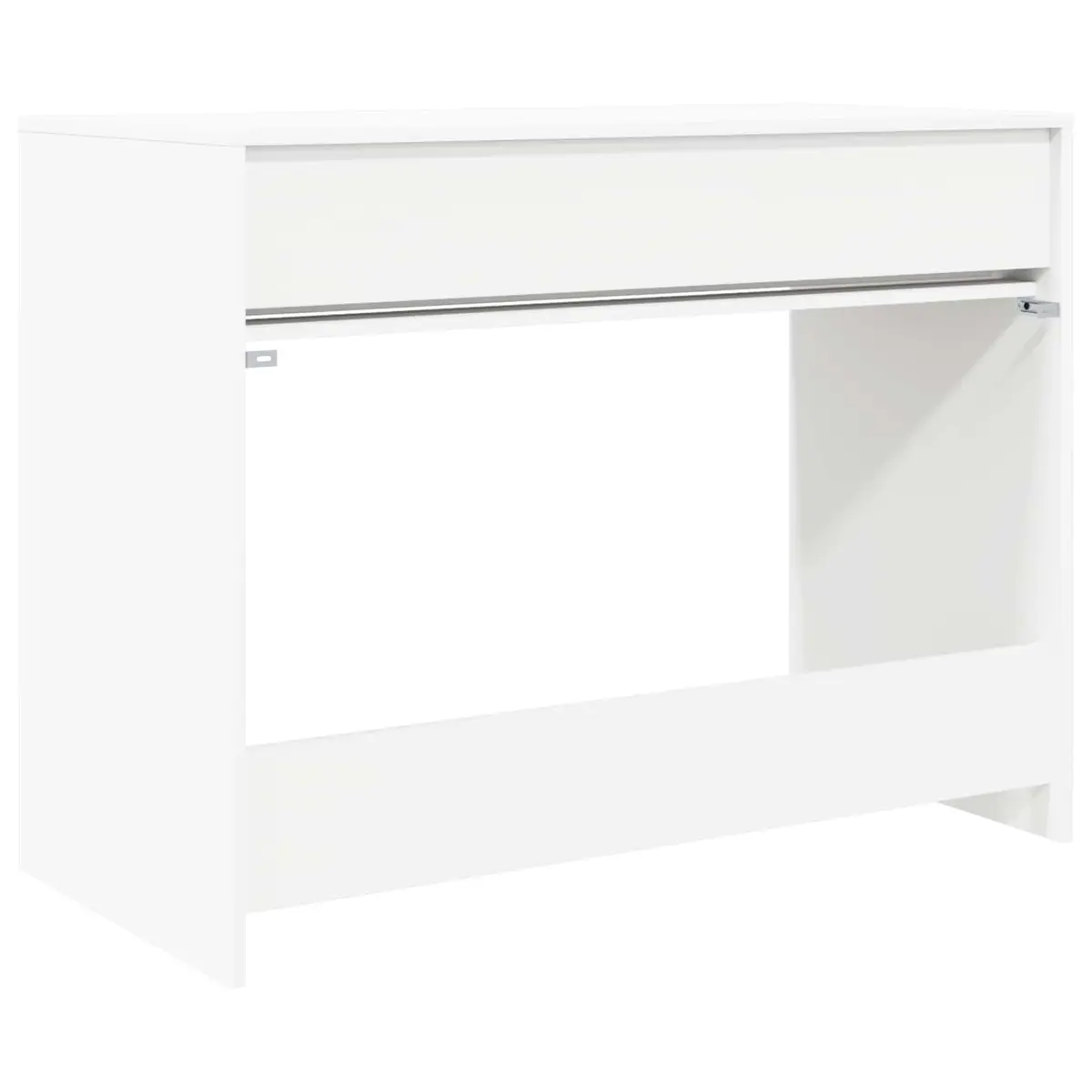 Rectangular White Desk with Integrated Drawer Engineered Wood for Home Office Study
