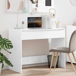 High Gloss White Desk Engineered Wood Office Home Study Computer Workspace 100cm