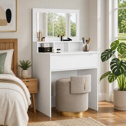 White Engineered Wood Dressing Table 80cm