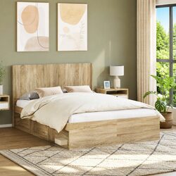 Brown Engineered Wood Vertical Slat Headboard
