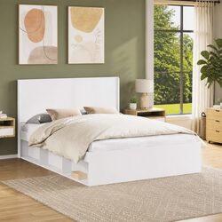 Vertical Slat Engineered Wood Headboard in White