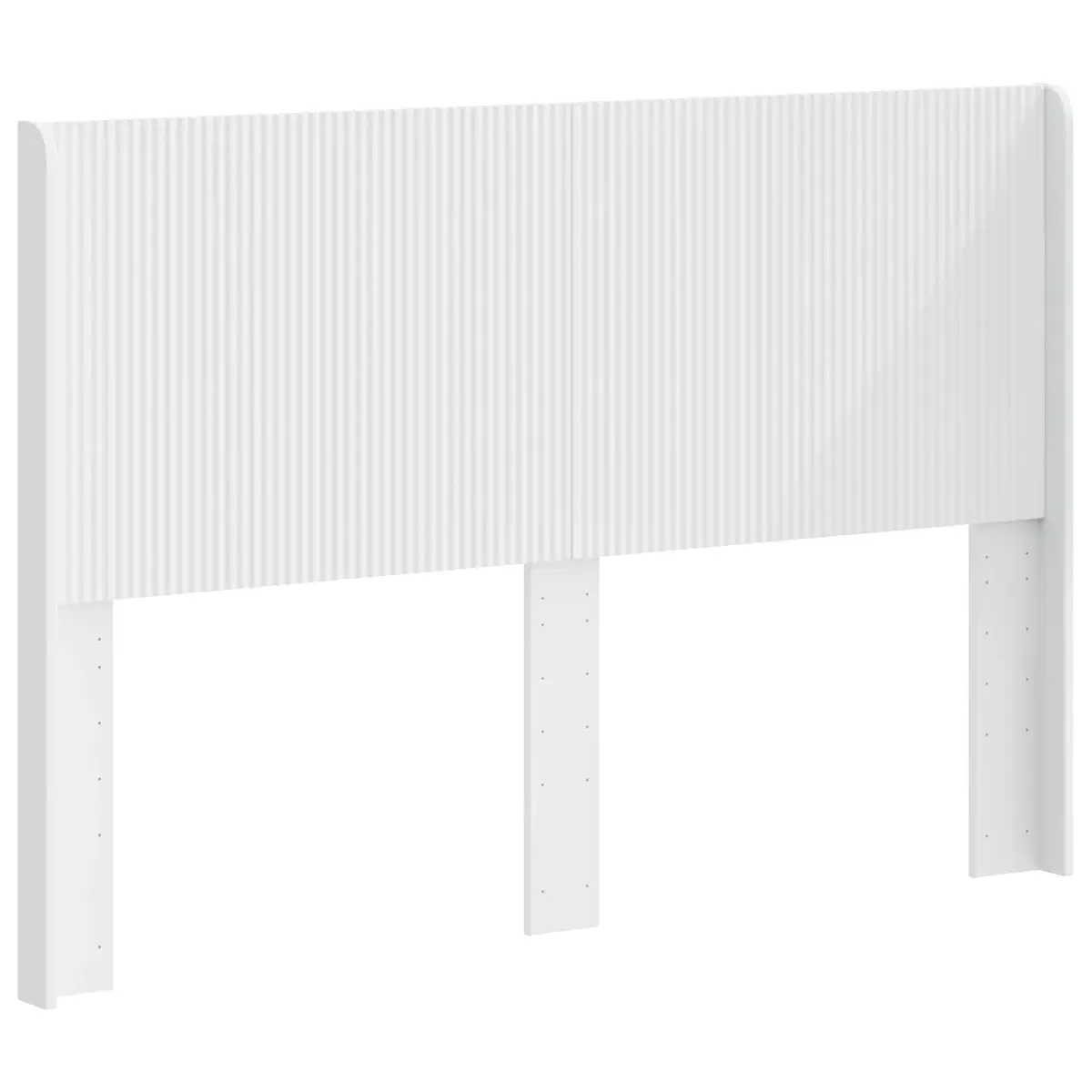 White Engineered Wood Headboard Vertical Slat Design Bedroom Furniture Bed Mount