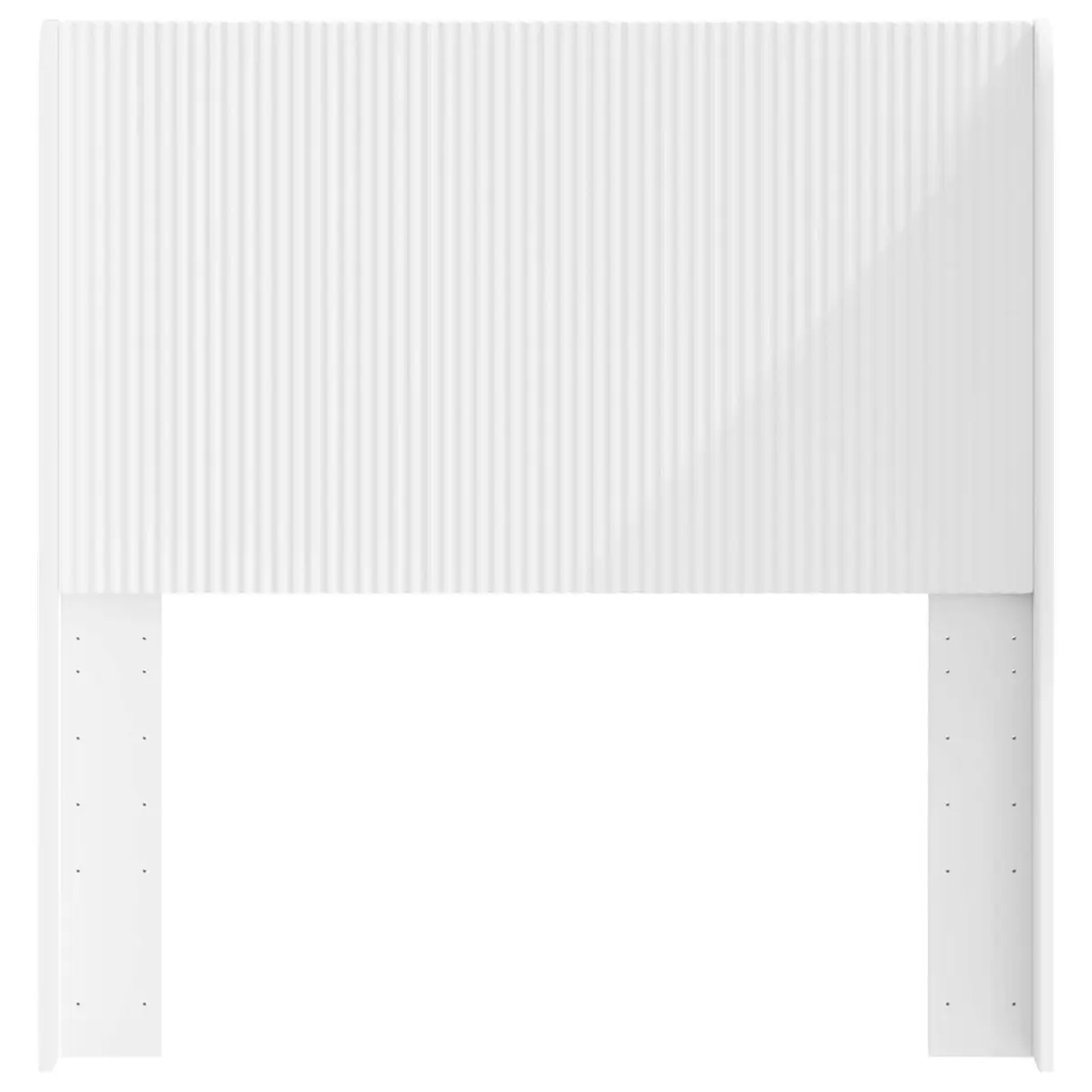 White Engineered Wood Headboard Vertical Slat Design Bedroom Furniture Bed Mount