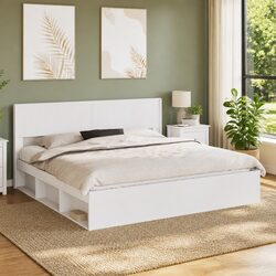 Vertical Slat White Headboard for Bed Frames