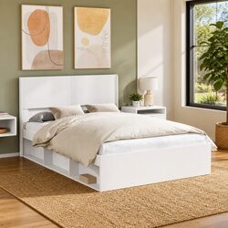 Vertical Slat Headboard in White Engineered Wood