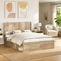 Engineered Wood Headboard in Sonoma Oak with Vertical Slats