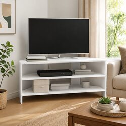 White Corner TV Cabinet for Efficient Living Room Storage