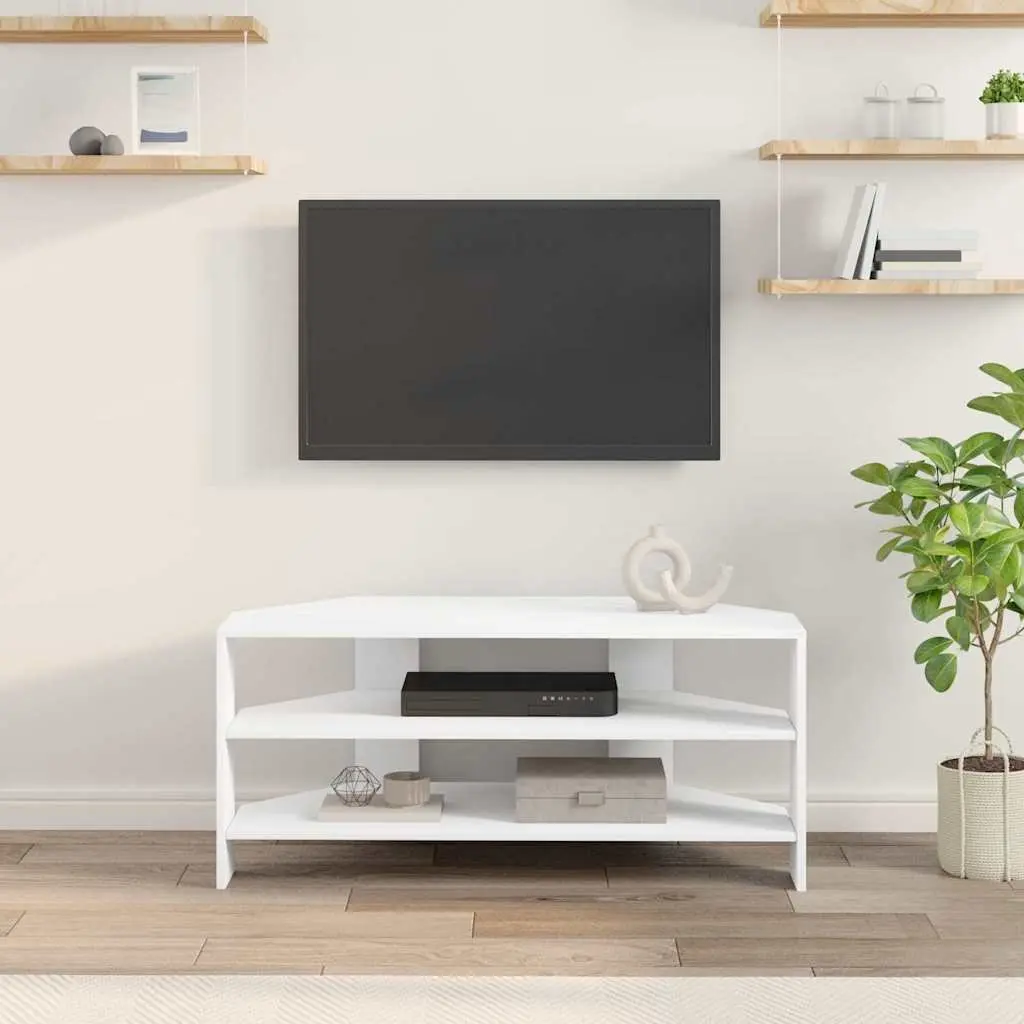 Corner TV Cabinet Modern Storage Engineered Wood White 102 x 40.5 x 45 cm