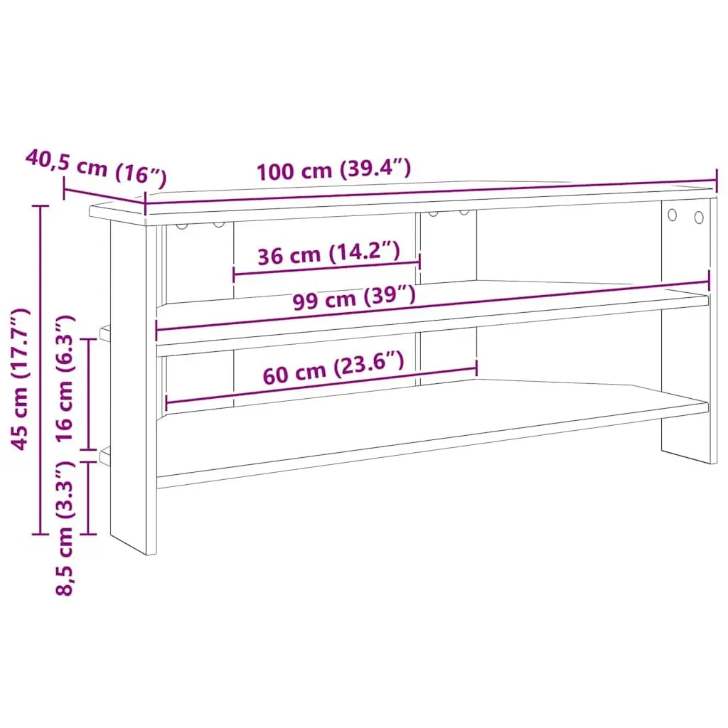 Corner TV Cabinet Modern Storage Engineered Wood White 102 x 40.5 x 45 cm