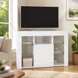 Corner Wall-Mounted LED TV Cabinet with High Gloss Finish