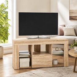 Corner LED TV Cabinet with Wall-Mounted Design in Grey