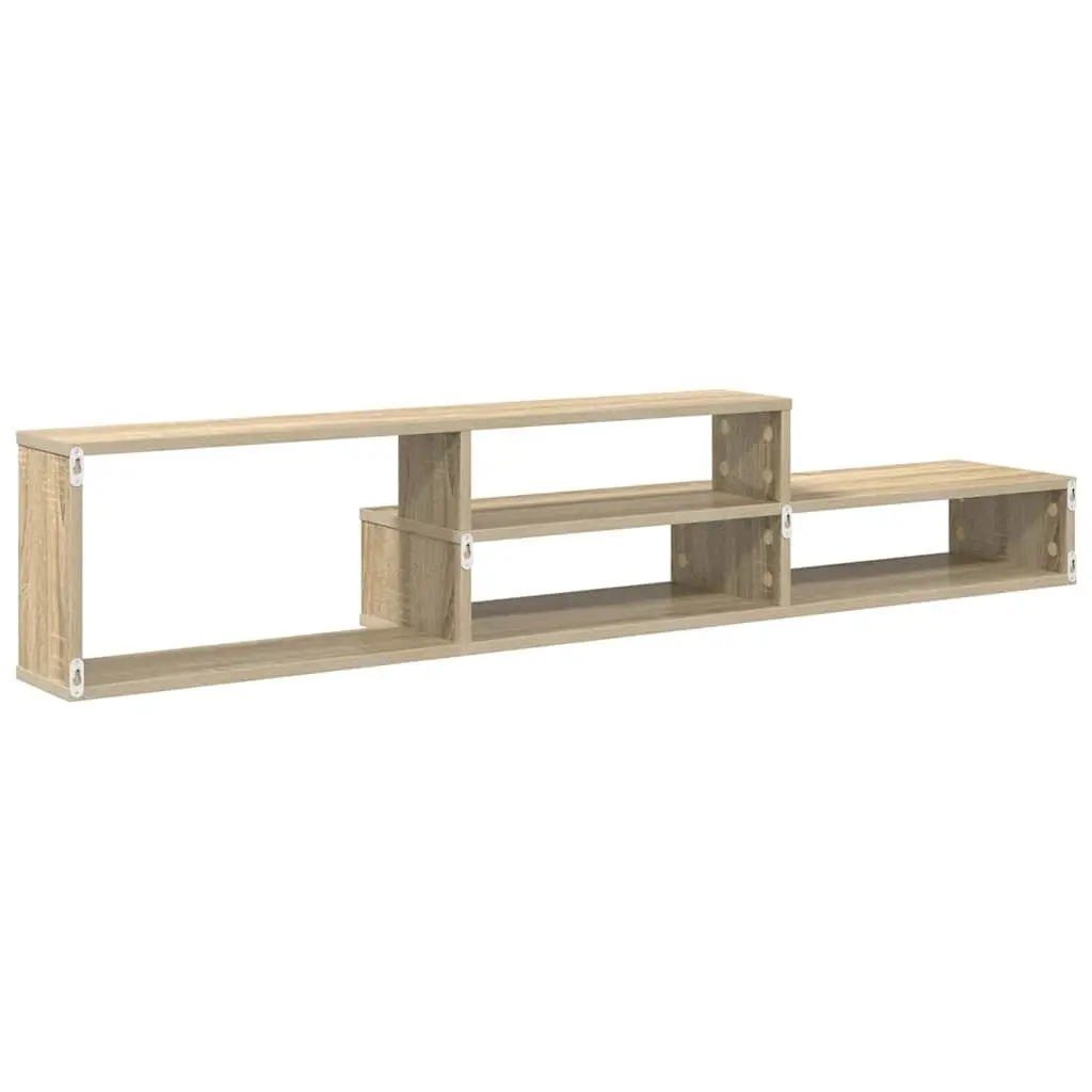 Wall Mounted TV Stand Grey 150x25x28.5cm Modern Storage Shelves Living Room
