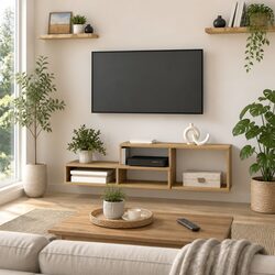 Wall Mounted TV Stand in Brown 120x25x28.5cm