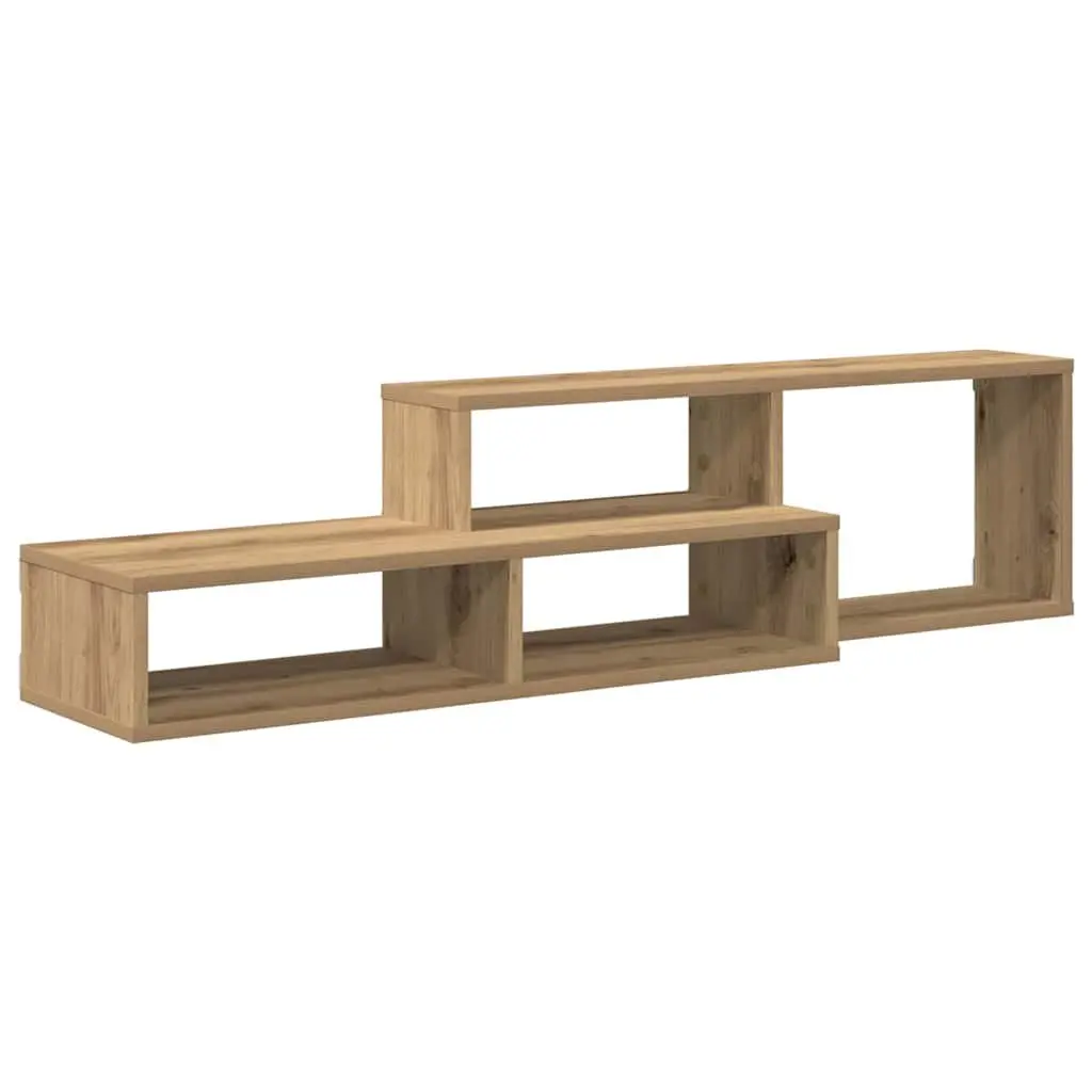 Wall Mounted TV Stand 120x25x28.5cm Brown Engineered Wood Shelves Storage Unit