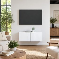 2-Piece White TV Wall Cabinet Storage Unit, 39 x 31 x 29.5 cm
