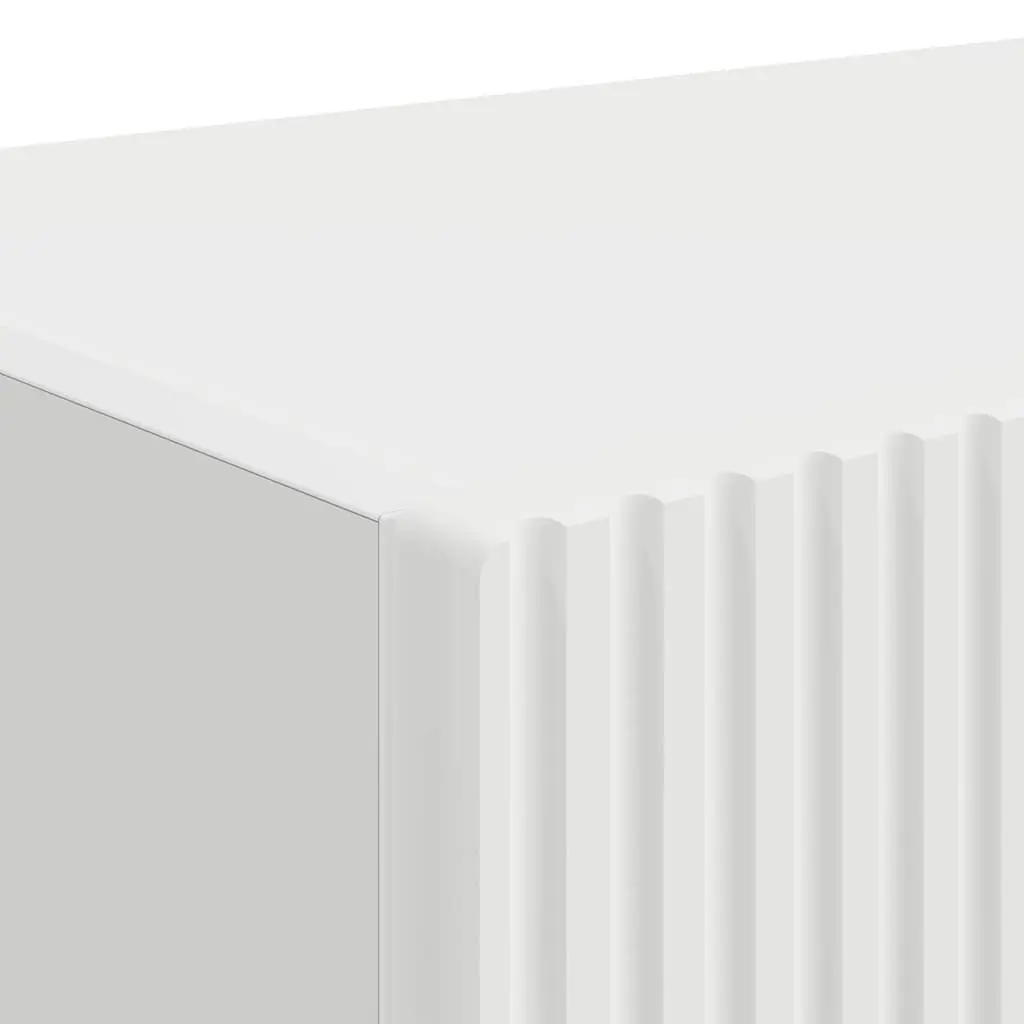 White Modern Wall-Mounted TV Cabinet 2 Pieces Storage Unit for Living Room
