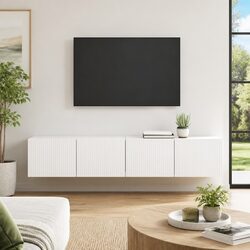 Two-Piece Wall-Mounted TV Cabinet in White