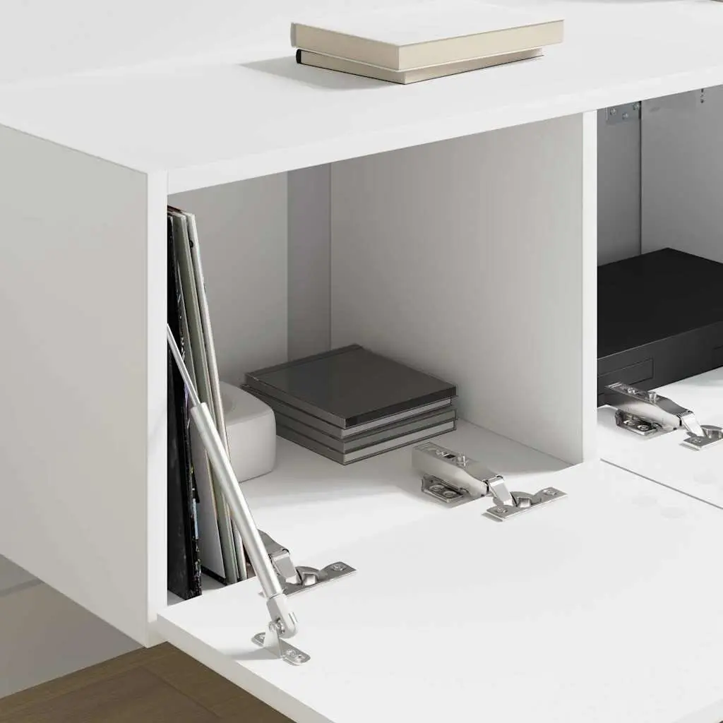 TV Wall Cabinet Modern Storage Unit Compact White 78.5 x 31 x 29.5 cm 2 Pieces