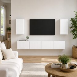 Engineered Wood Wall-Mounted TV Cabinet in White