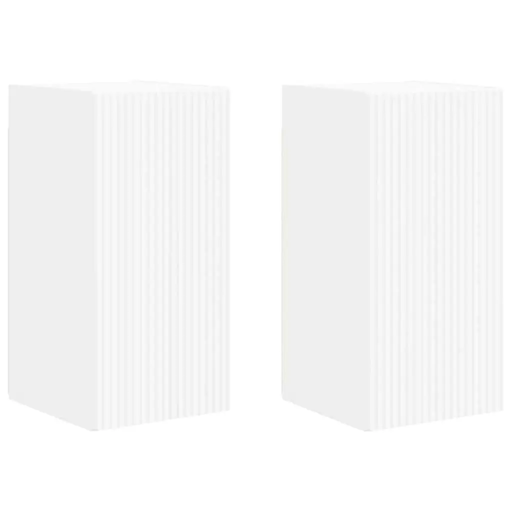 TV Wall Cabinet Wall-Mounted Storage Compact White Engineered Wood 2 Piece